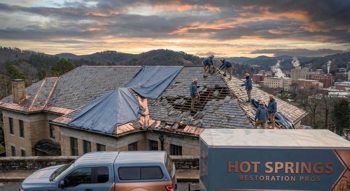 Storm roof damage repair in Hot Springs, AR by Spa City Storm Damage Repair